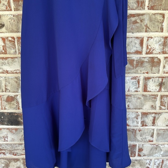She + Sky Royal Blue Flutter Sleeve Midi Wrap Dress - Picture 2 of 15
